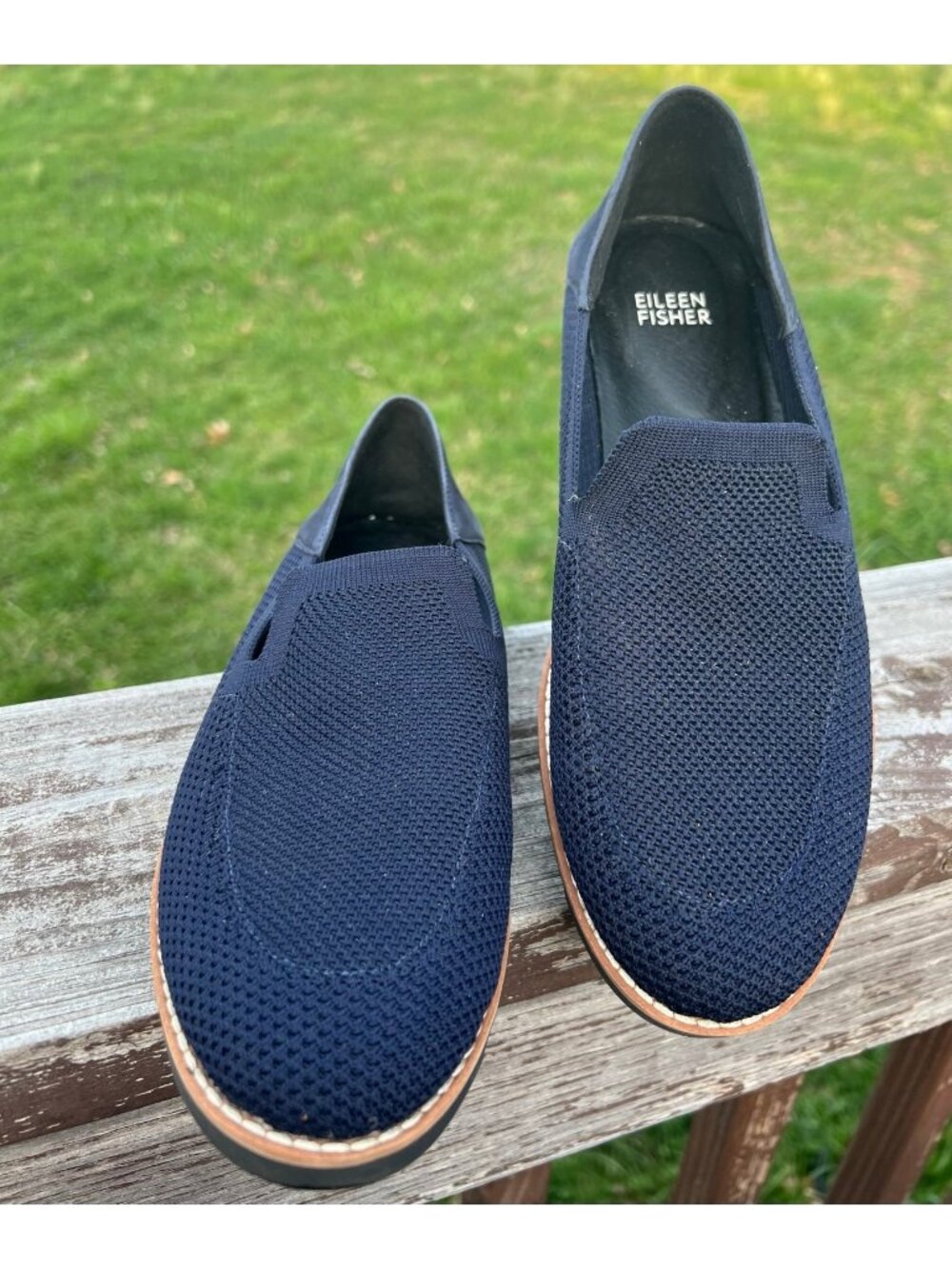 Eileen Fisher Womens Sz 8.5 Novo' Stretch Knit Comfort Loafers in Navy - Picture 3 of 6